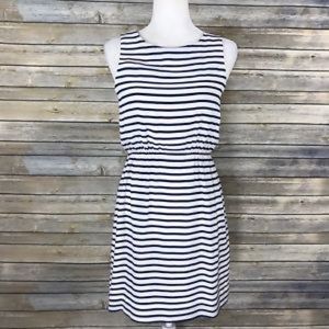 Jcrew silk navy striped dress